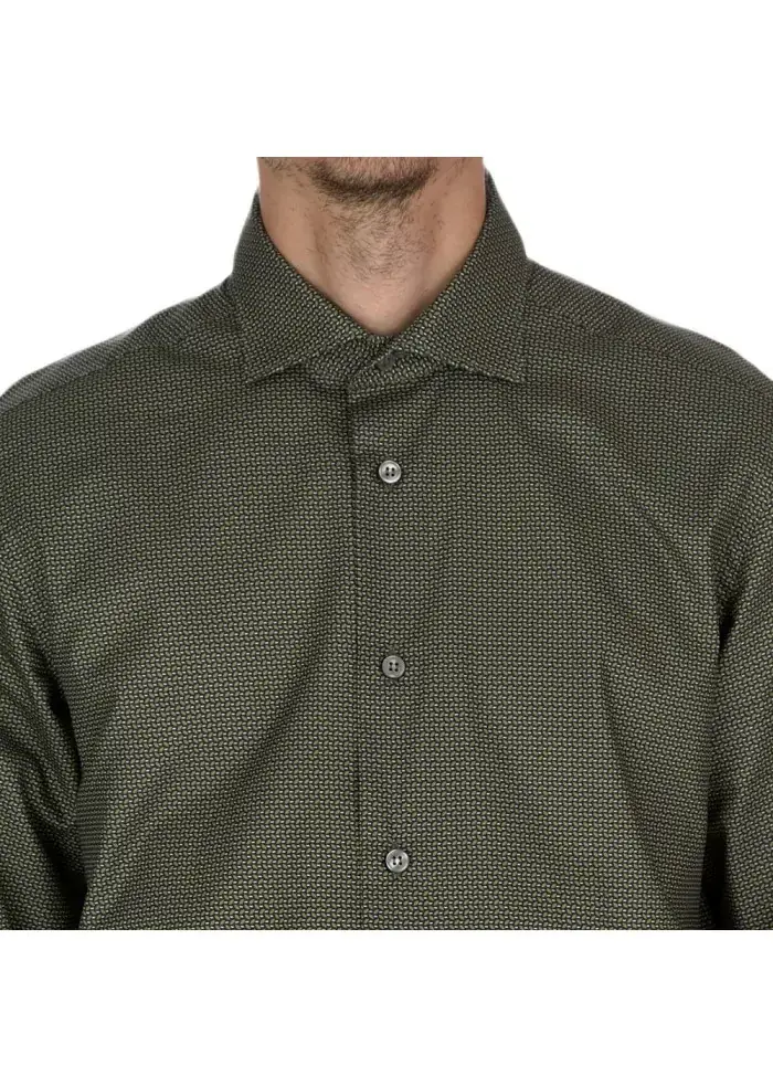 MASTRICAMICIAI | CAMICIA LUCA COTONE MICRO PATTERN VERDE Pezzi Unici