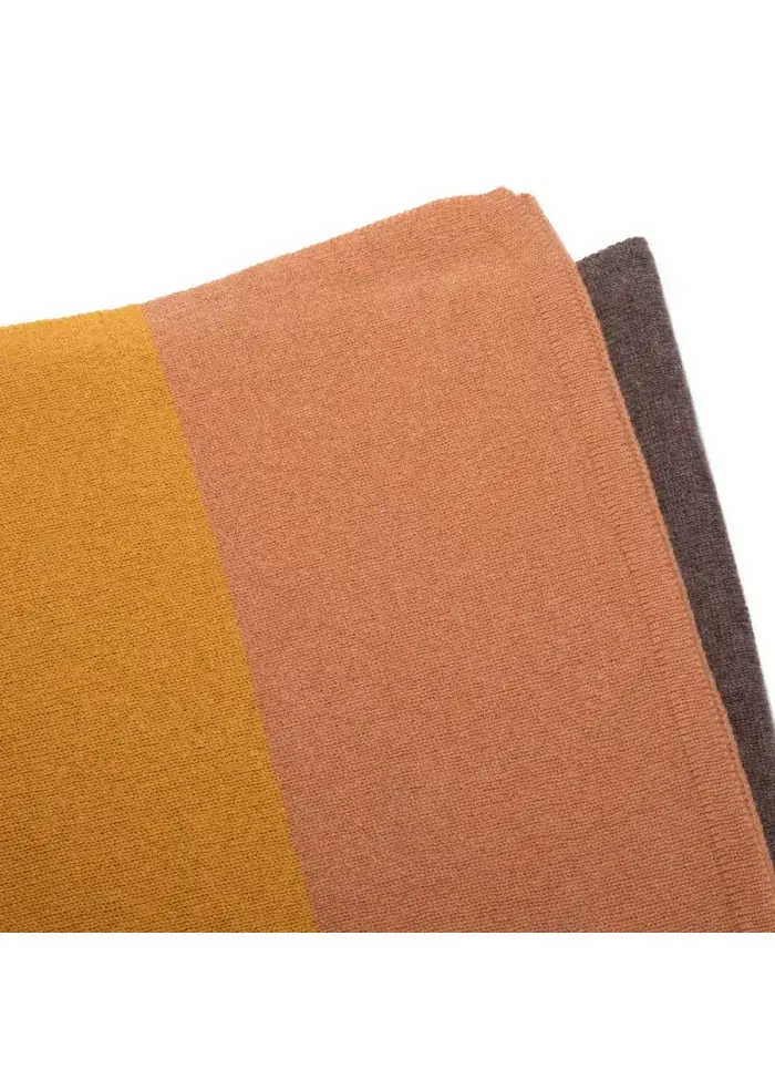 RIVIERA CASHMERE | SCIARPA RIGHE LARGHE GIALLO MARRONE Economico