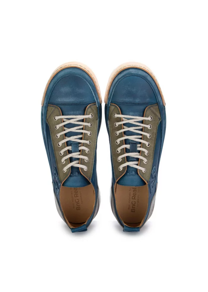 BNG REAL SHOES | SNEAKERS LA PATCH PELLE BLU JEANS Sottocosto