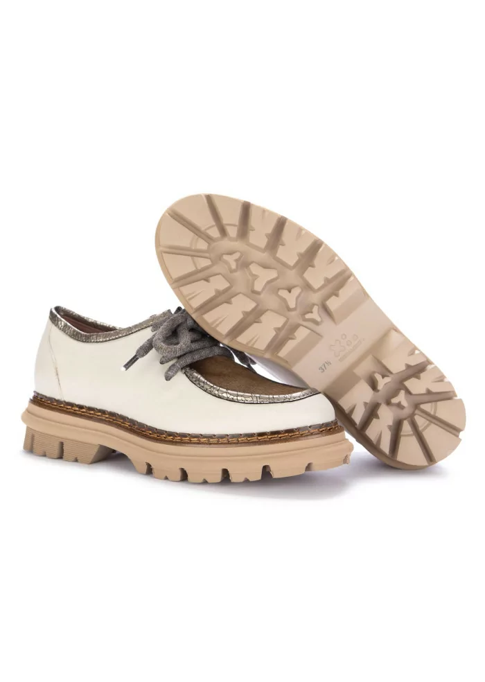CATERINA C | SCARPE ALLACCIATE PELLE CAVALLINO AVORIO MARRONE Shopping Online