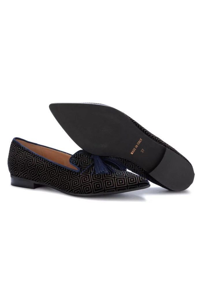 IL BORGO FIRENZE | SCARPE BASSE LETIZIA VELLUTO BLU MARRONE Offerta