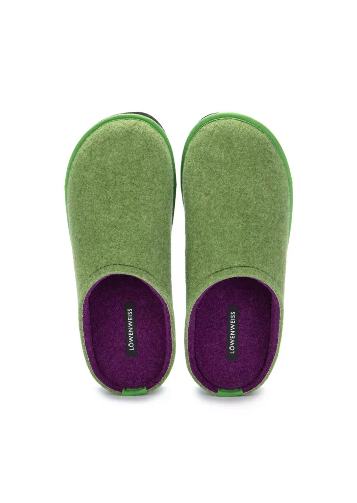 LÖWENWEISS | PANTOFOLE FELTRO DI LANA VERDE VIOLA Vendita Economica