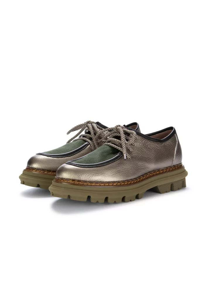 CATERINA C | SCARPE ALLACCIATE PELLE CAVALLINO BRONZO VERDE In Saldo