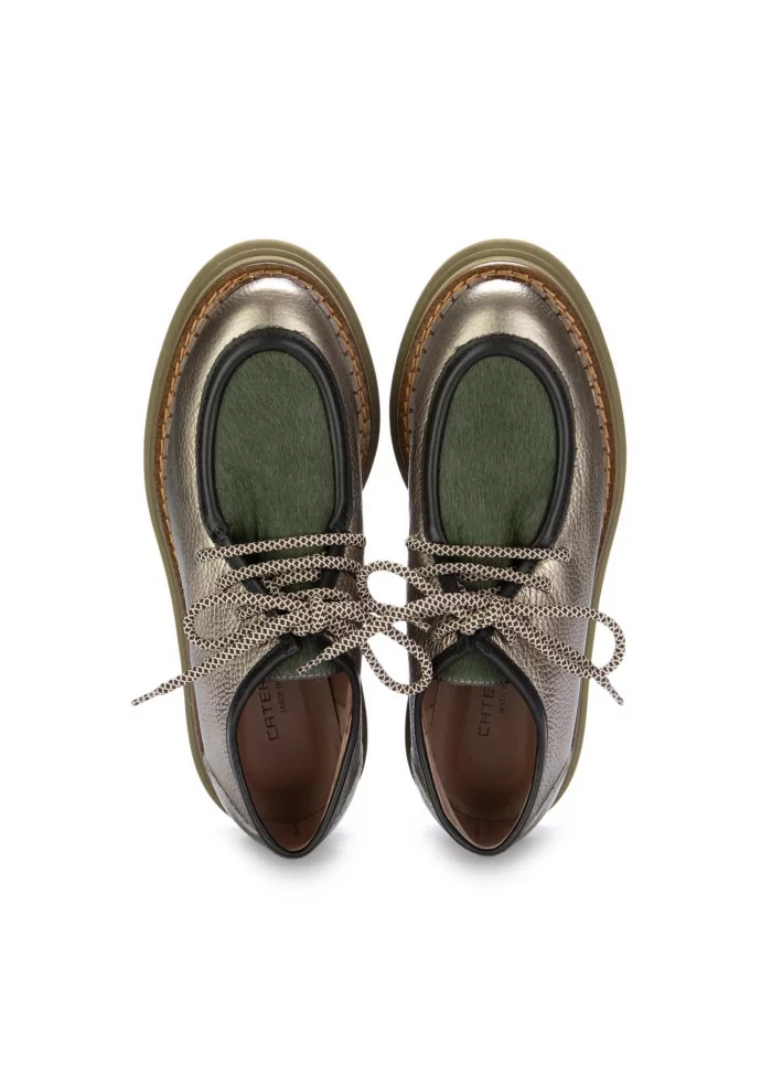CATERINA C | SCARPE ALLACCIATE PELLE CAVALLINO BRONZO VERDE In Saldo