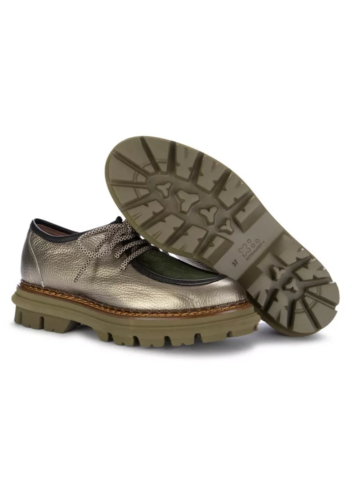 CATERINA C | SCARPE ALLACCIATE PELLE CAVALLINO BRONZO VERDE In Saldo
