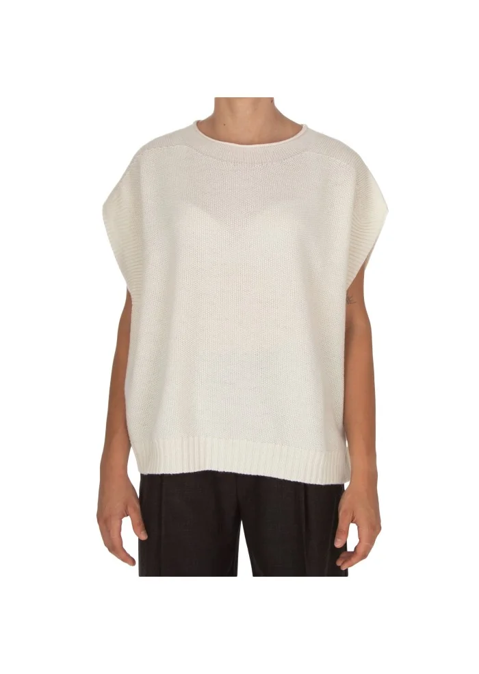 CASHMERE ISLAND | TOP SMANICATO CERTALDO BIANCO POLARE Pezzi Unici