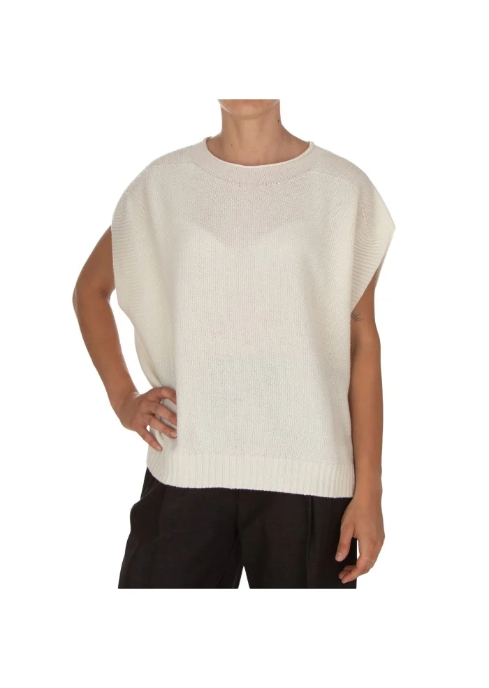 CASHMERE ISLAND | TOP SMANICATO CERTALDO BIANCO POLARE Pezzi Unici