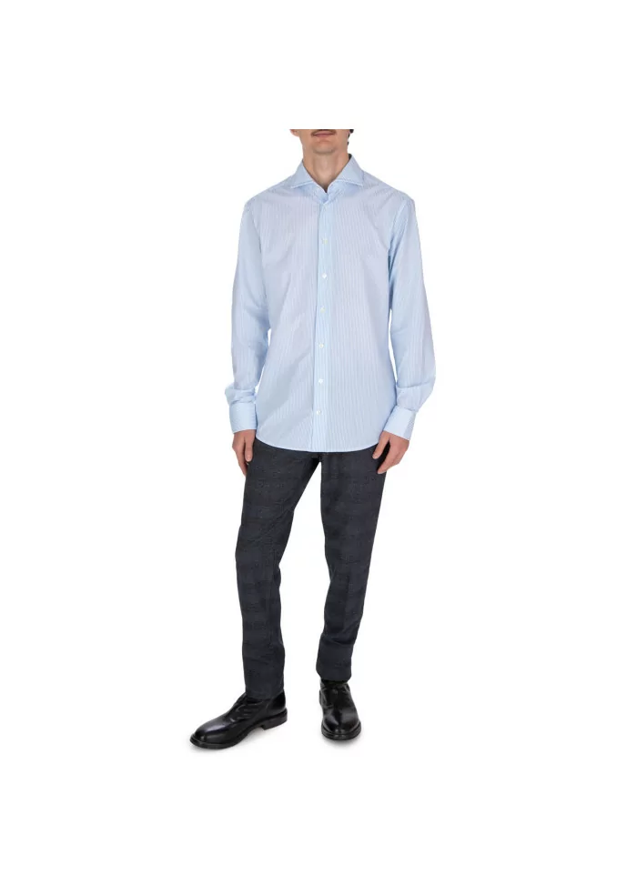 TRAIANO | CAMICIA A RIGHE AZZURRO BIANCO In Vendita
