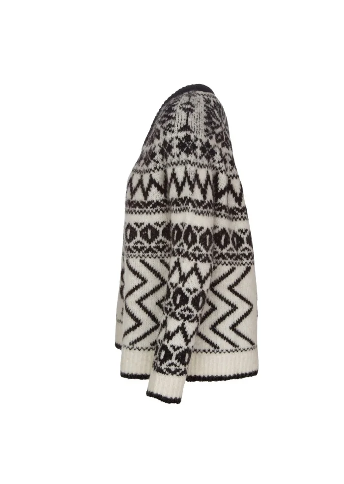 SEMICOUTURE | MAGLIONE MOTIVO JACQUARD BIANCO NERO 2025