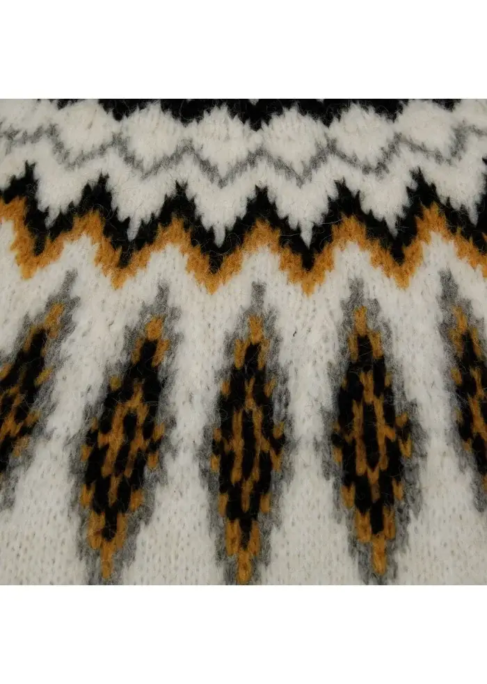 SEMICOUTURE | MAGLIONE DOLCEVITA BIANCO NERO OCRA Italy