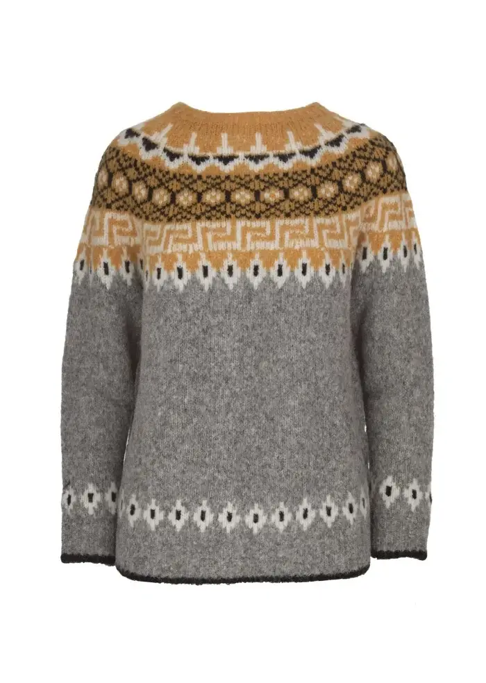 SEMICOUTURE | MAGLIONE GIROCOLLO GRIGIO SENAPE Italia