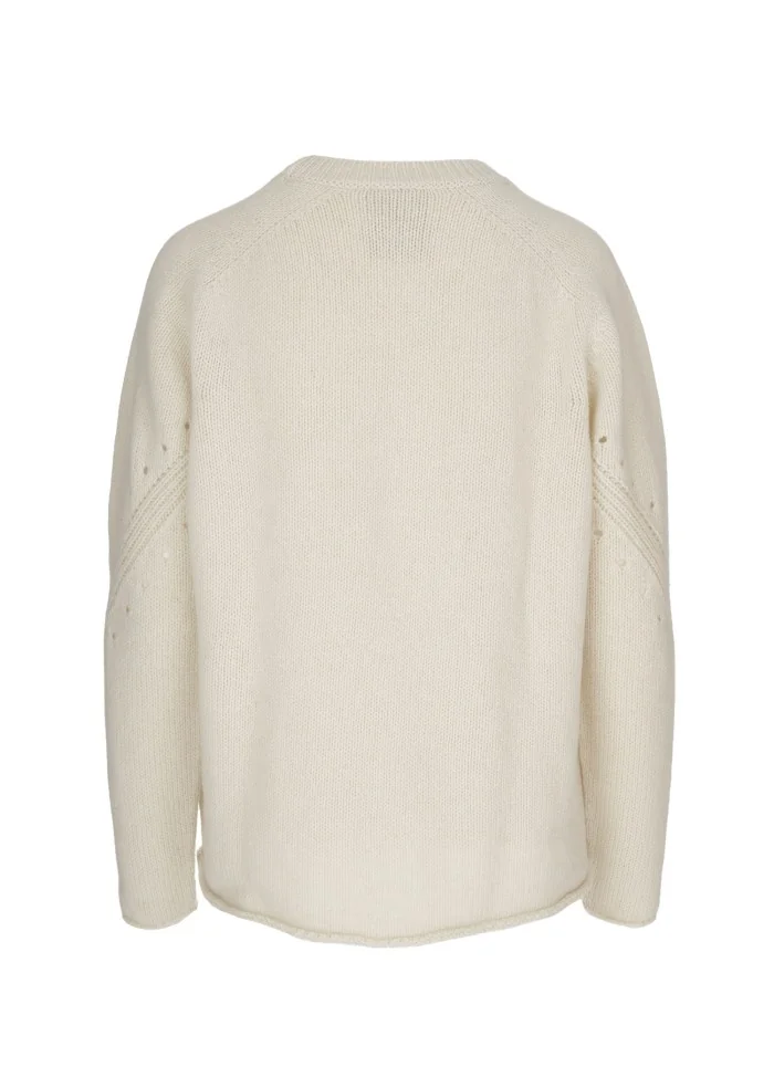 SEMICOUTURE | MAGLIONE DETTAGLI TRAFORATI BIANCO PANNA In Linea