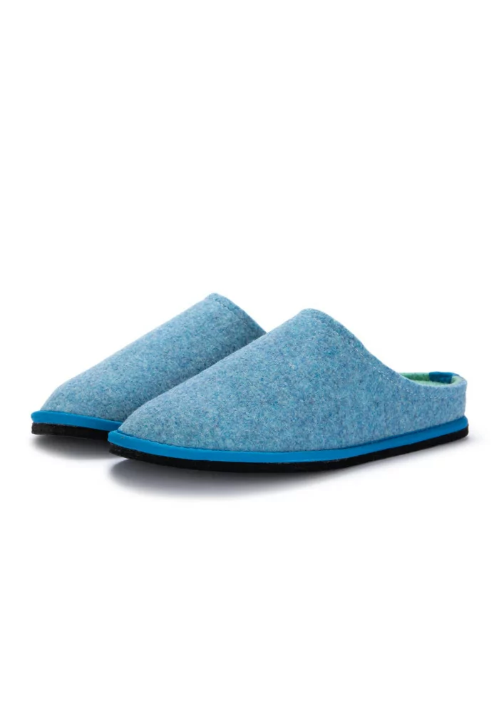 LÖWENWEISS | PANTOFOLE FELTRO DI LANA BLU TURCHESE