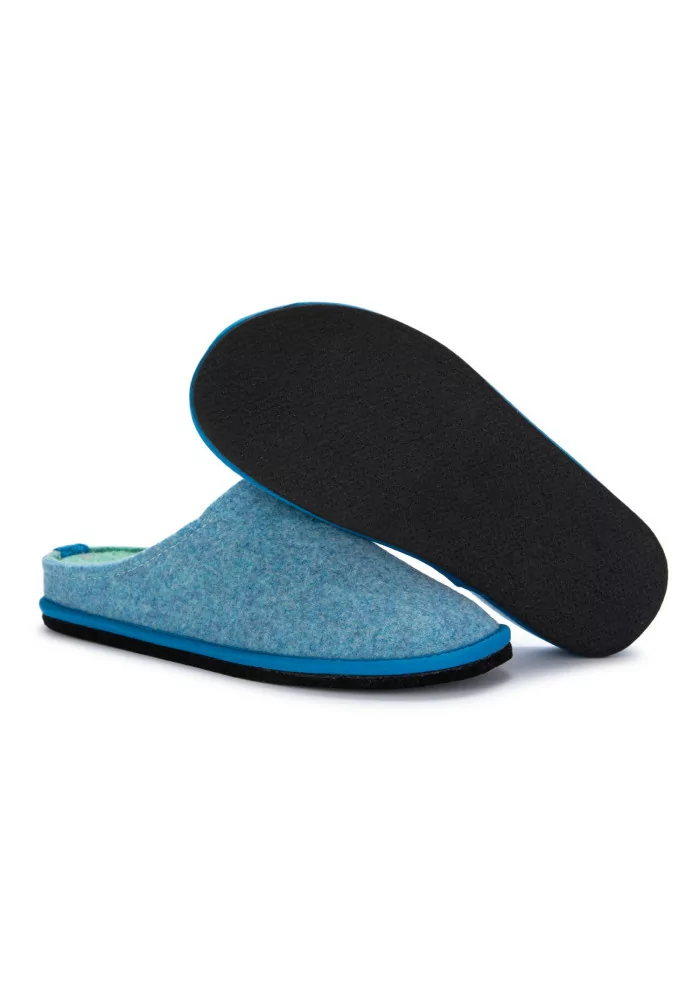 LÖWENWEISS | PANTOFOLE FELTRO DI LANA BLU TURCHESE Presa