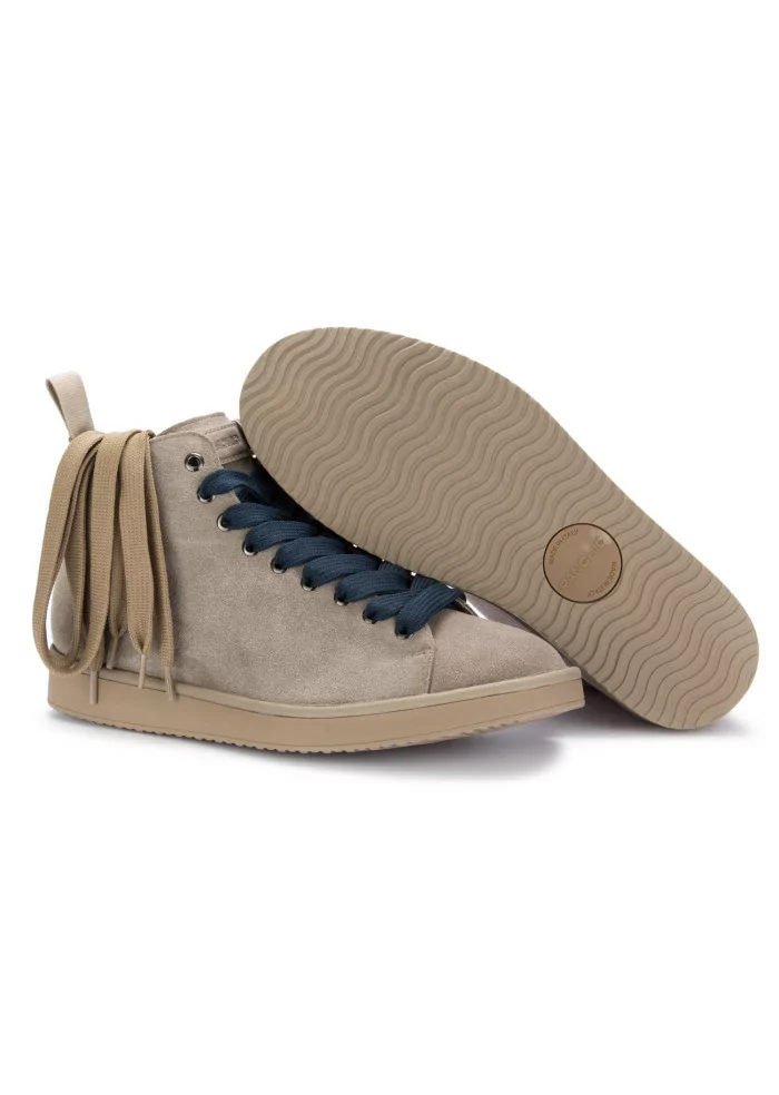PANCHIC | TRONCHETTI CAMOSCIO GRIGIO CHIARO LACCI BLU In Saldo