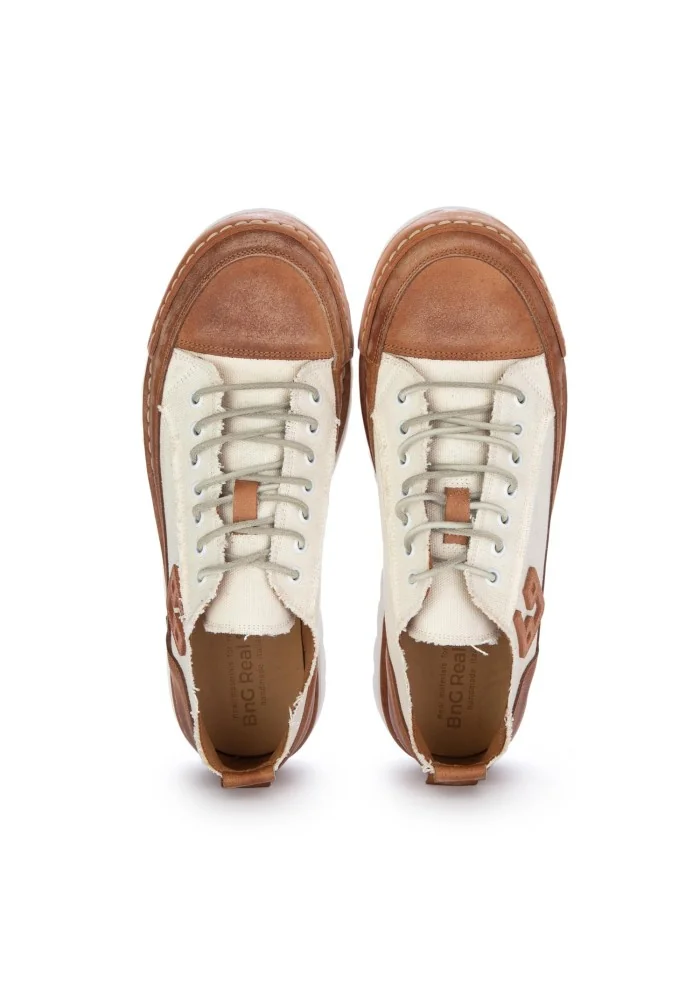 BNG REAL SHOES | SNEAKERS LA NOCCIOLA BIANCO MARRONE Vendita Calda