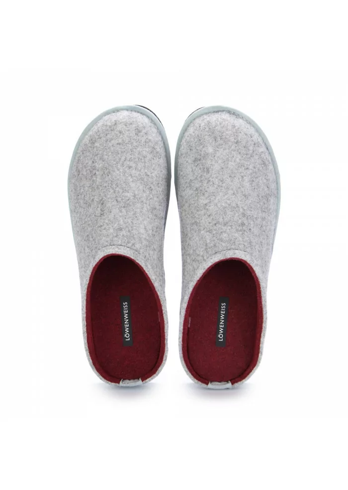 LÖWENWEISS | PANTOFOLE IN LANA COTTA GRIGIO BORDEAUX In Linea