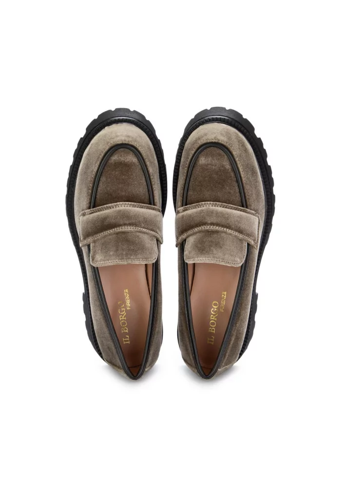 IL BORGO FIRENZE | MOCASSINI CHUNKY VELLUTO MARRONE Spedizione Gratuita