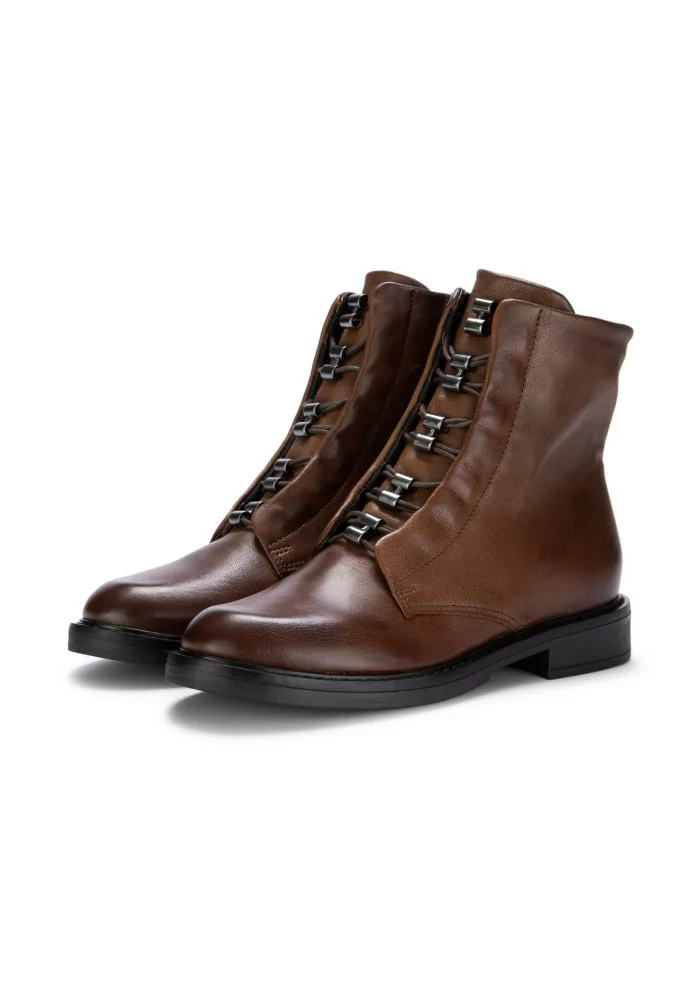 MJUS | STIVALETTI ALLACCIATI ZIP PELLE MARRONE