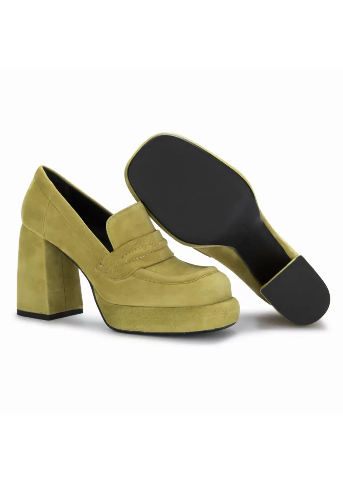 POESIE VENEZIANE | SCARPE TACCO CAMOSCIO VERDE PISTACCHIO Sconto