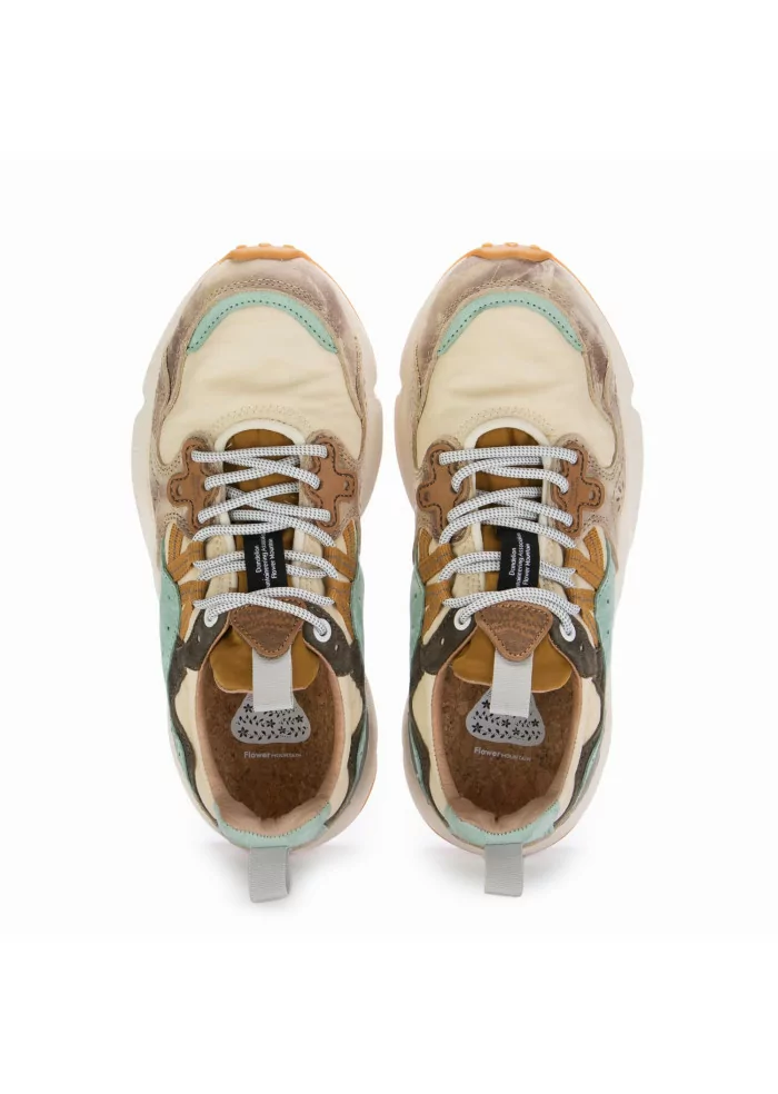 FLOWER MOUNTAIN | SNEAKERS YAMANO 3 PELLE BEIGE AZZURRO Negozio