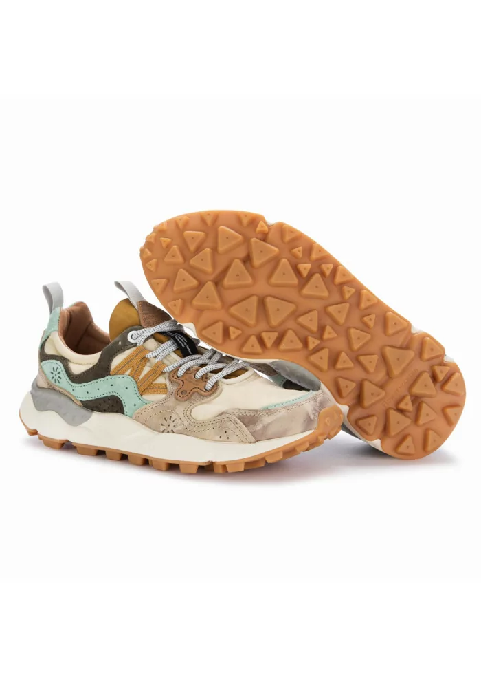 FLOWER MOUNTAIN | SNEAKERS YAMANO 3 PELLE BEIGE AZZURRO Negozio