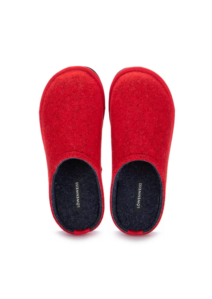 LÖWENWEISS | PANTOFOLE FELTRO DI LANA ROSSO BLU