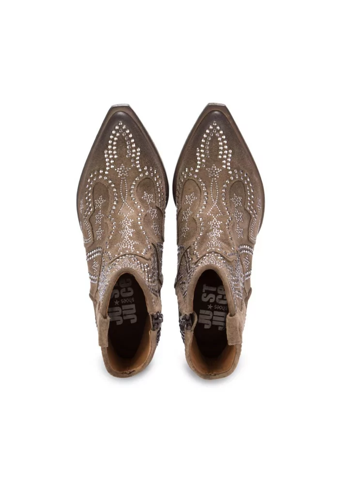 JUICE | STIVALETTI WESTERN CAMOSCIO STRASS MARRONE Negozi Online