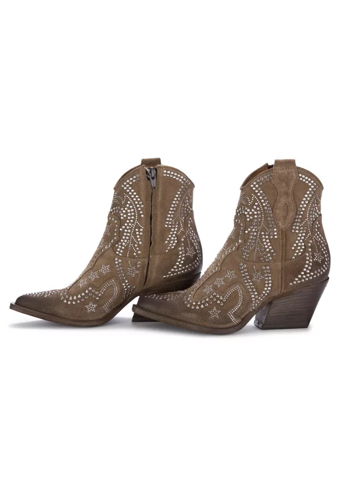 JUICE | STIVALETTI WESTERN CAMOSCIO STRASS MARRONE Negozi Online