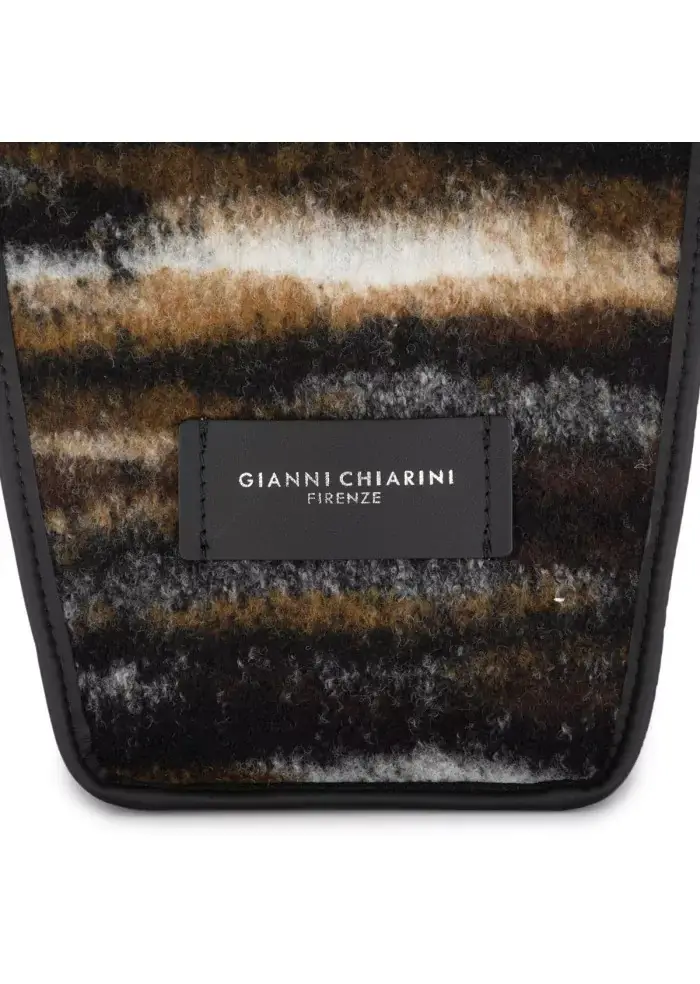 GIANNI CHIARINI | BORSA A SPALLA JACQUARD MARCELLA MARRONE NERO Pezzi Unici