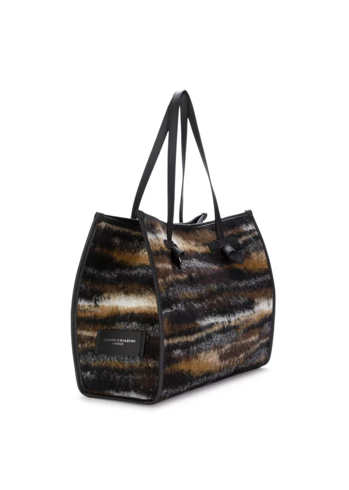 GIANNI CHIARINI | BORSA A SPALLA JACQUARD MARCELLA MARRONE NERO Pezzi Unici
