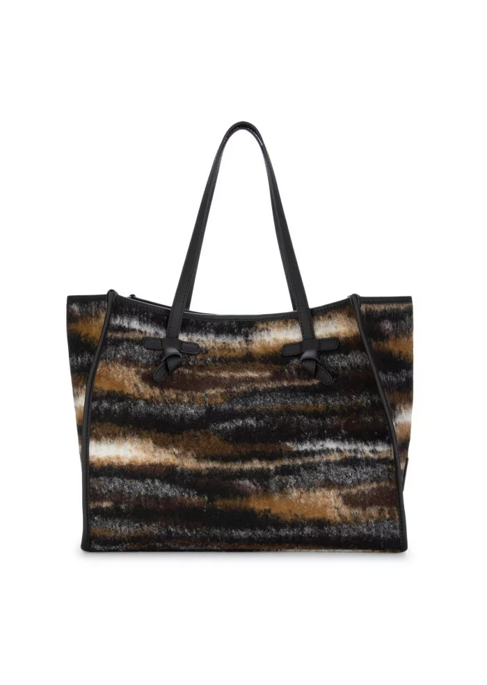 GIANNI CHIARINI | BORSA A SPALLA JACQUARD MARCELLA MARRONE NERO Pezzi Unici