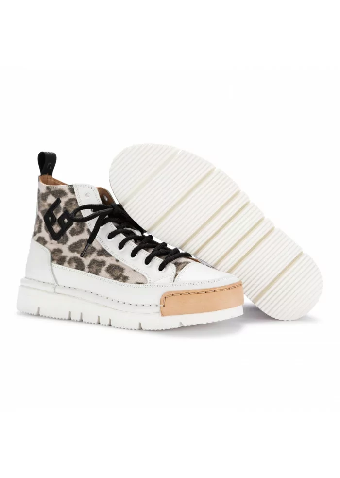 BNG REAL SHOES | SNEKAERS ALTE "LA LEO BLACK" BIANCO MACULATO Fino al 50% di sconto