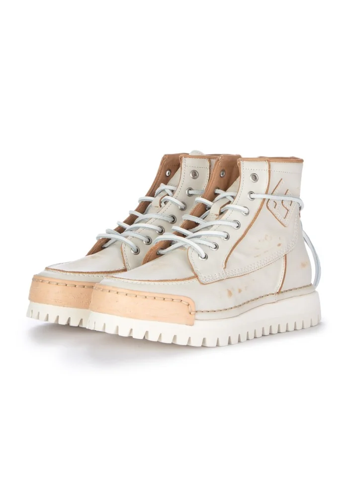 BNG REAL SHOES | SNEAKERS BIKER LA YANKEE CAFFELATTE BIANCO Black Friday Prezzi