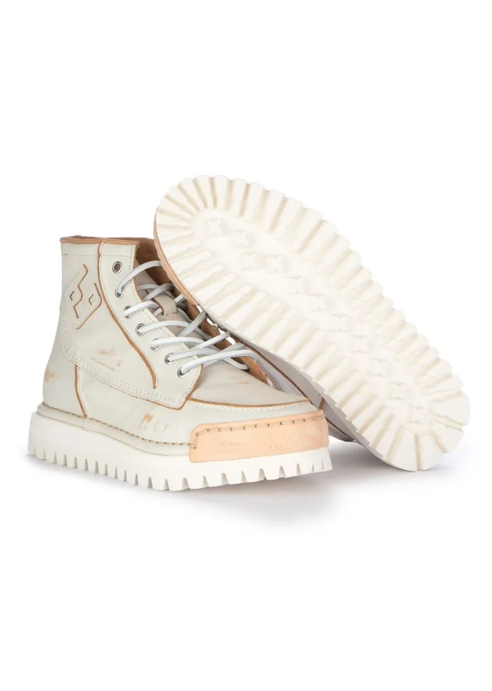 BNG REAL SHOES | SNEAKERS BIKER LA YANKEE CAFFELATTE BIANCO Black Friday Prezzi