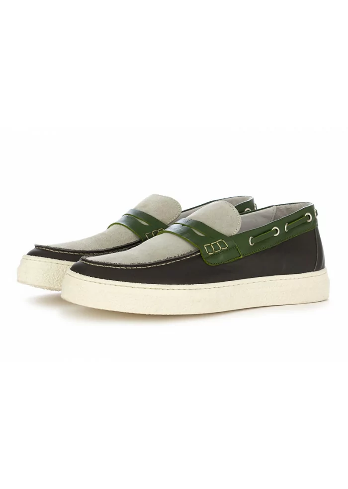 OA NON-FASHION | MOCASSINI SUOLA GOMMA GRIGIO / VERDE