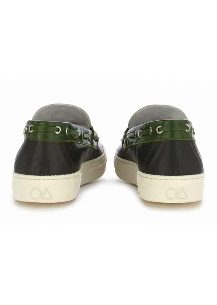OA NON-FASHION | MOCASSINI SUOLA GOMMA GRIGIO / VERDE Nuovo