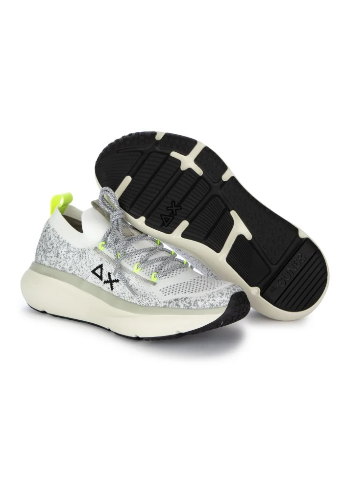 SUN68 | SNEAKERS JUPITER KNIT BIANCO GIALLO FLUO Novità