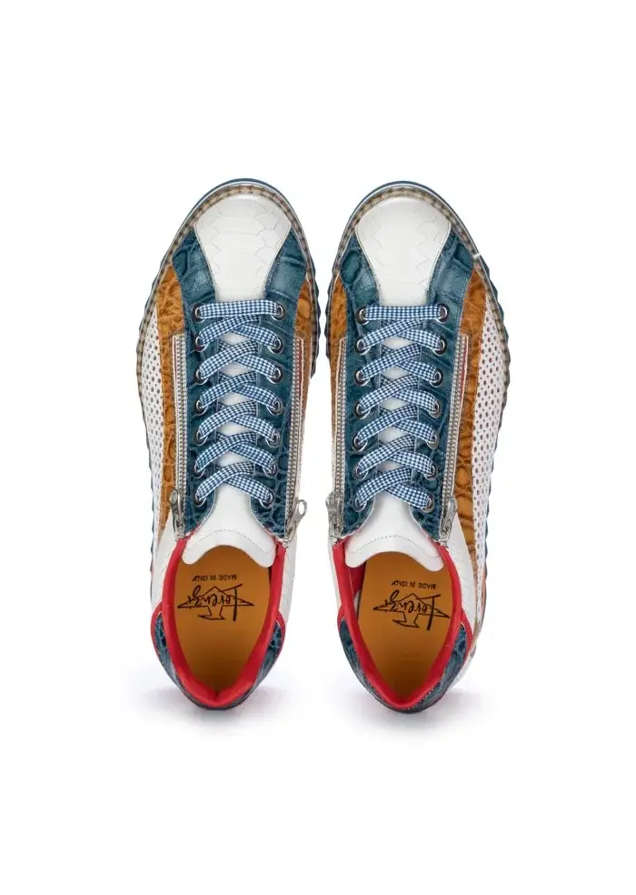 LORENZI | SCARPE ALLACCIATE FRESH BIANCO MARRONE BLU Offerte