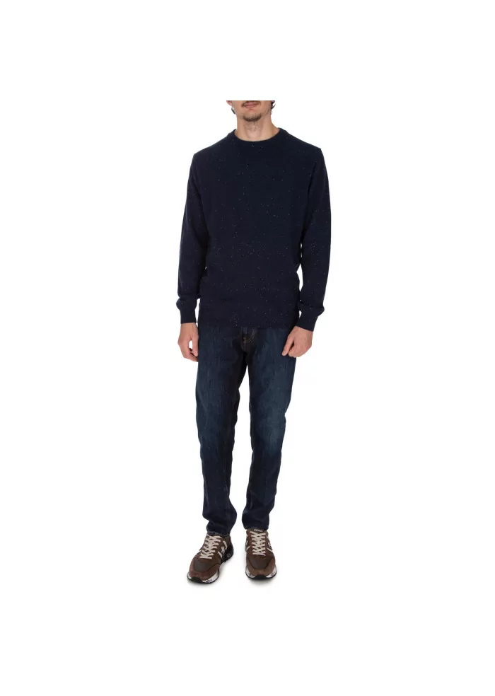 WOOL & CO | MAGLIONE GIROCOLLO PUNTINATO BLU Black Friday