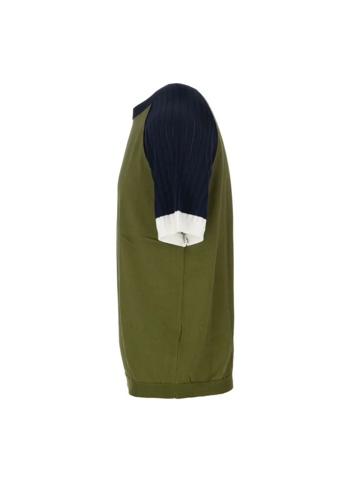 WOOL & CO | T-SHIRT MANICHE COLORATE VERDE BLU BIANCO Grandi sconti