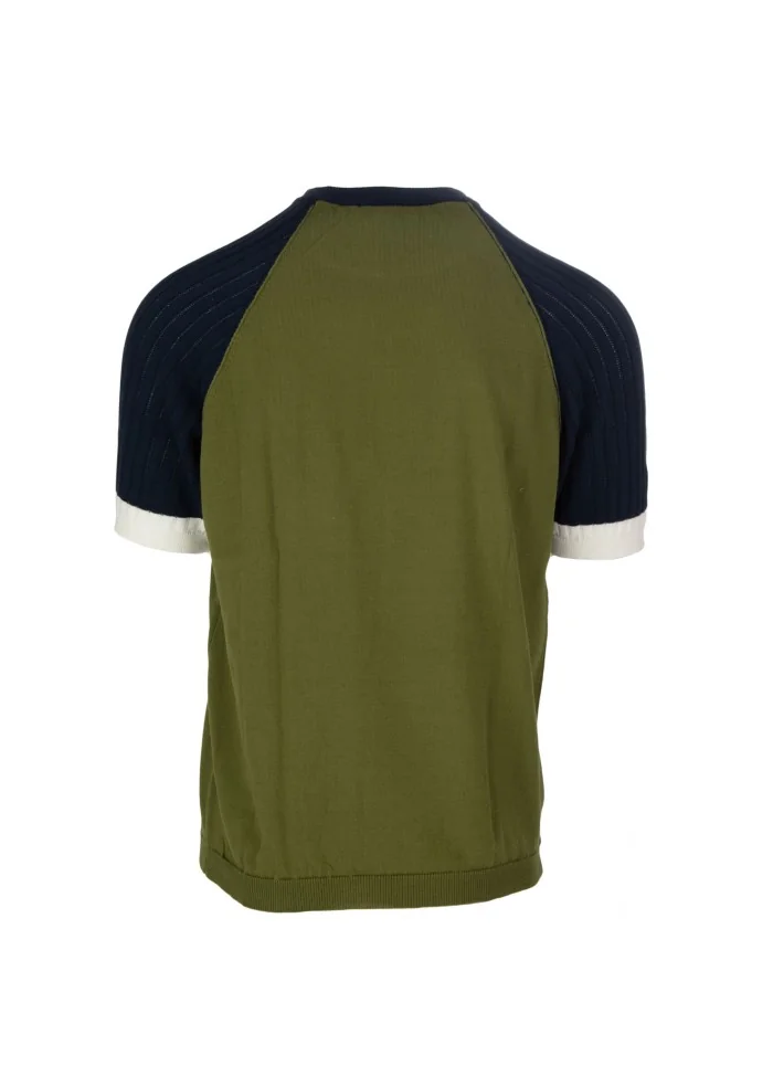 WOOL & CO | T-SHIRT MANICHE COLORATE VERDE BLU BIANCO Grandi sconti