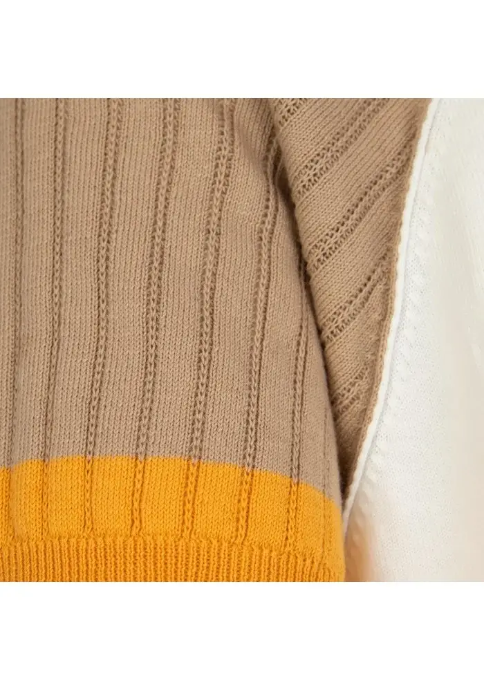 WOOL & CO | T-SHIRT COTONE BIANCO BEIGE OCRA Rilascio limitato