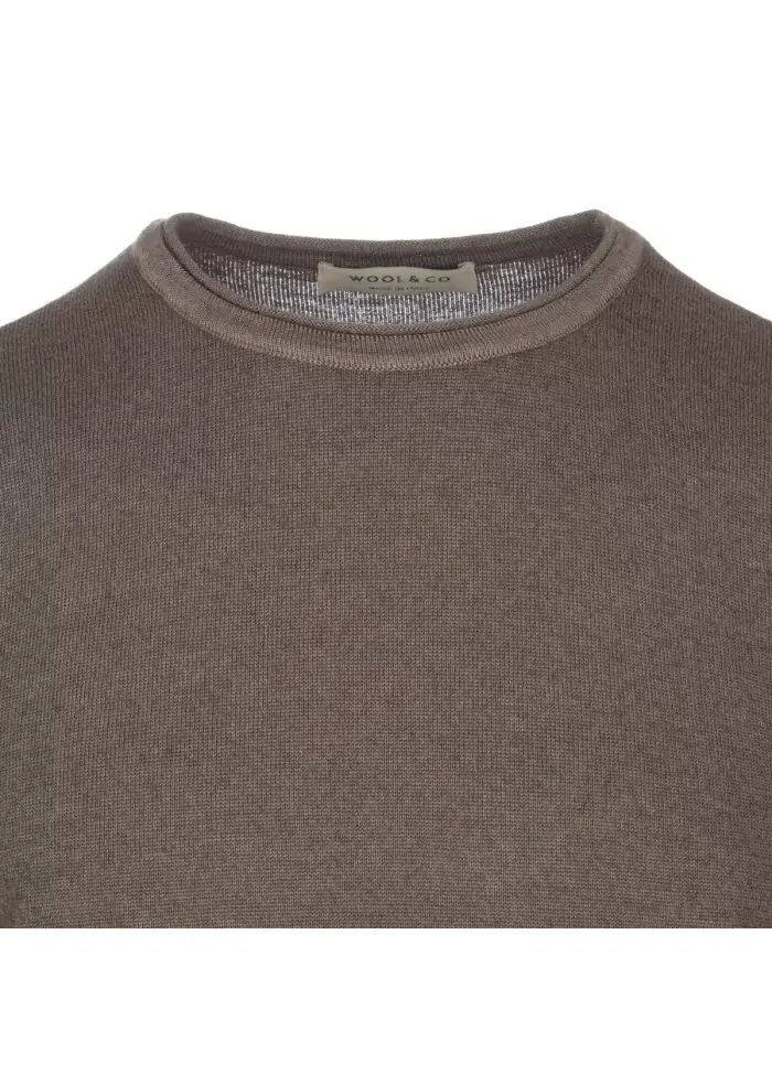 WOOL & CO | MAGLIONE LANA MERINO MARRONE Offerta speciale