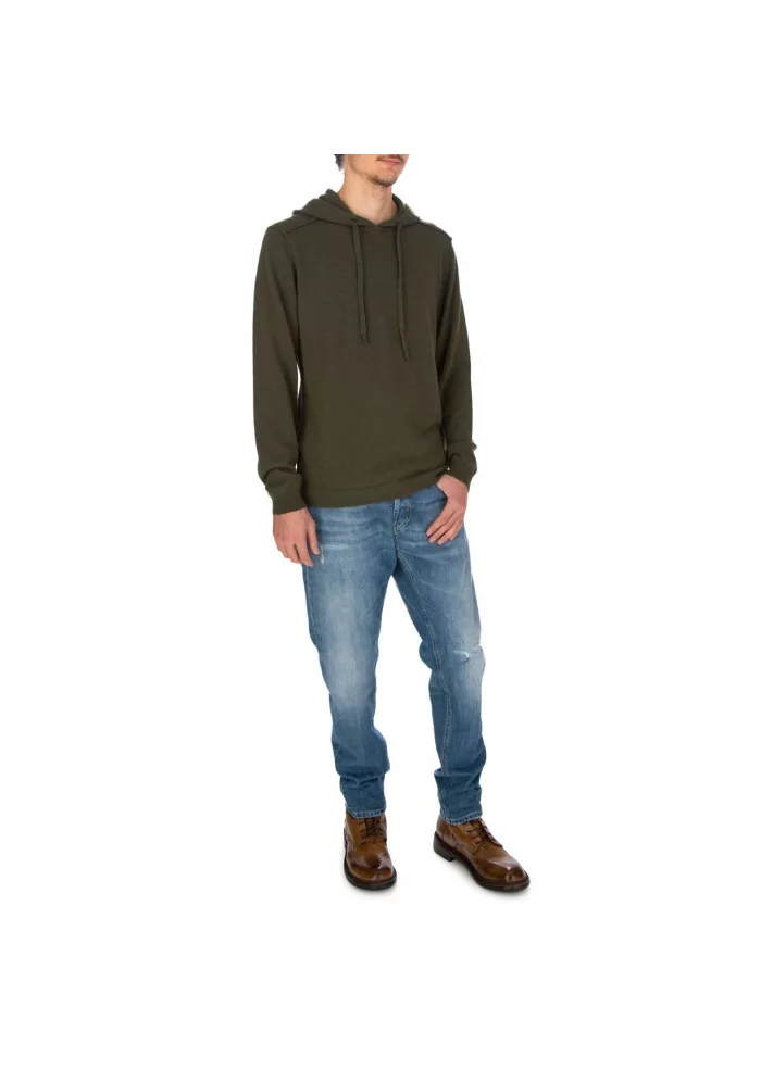 WOOL & CO | MAGLIONE CAPPUCCIO VERDE Fornitura limitata