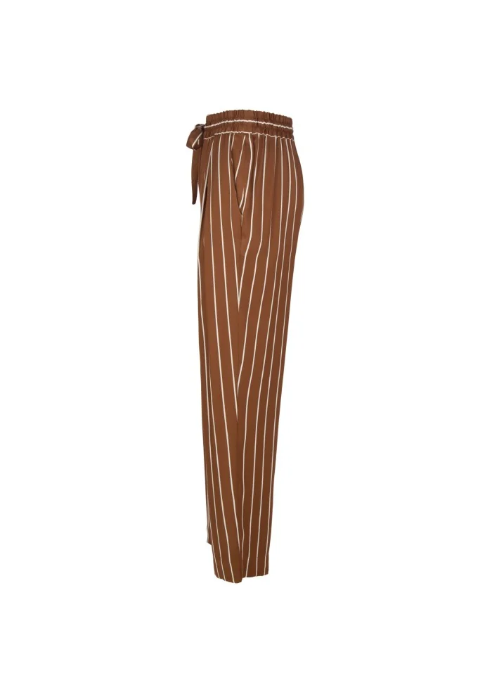 SEMICOUTURE | PANTALONI A RIGHE MARRONE BIANCO Spedizione Gratuita