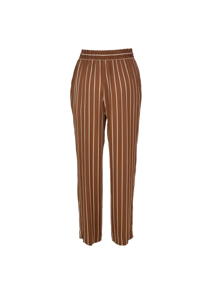 SEMICOUTURE | PANTALONI A RIGHE MARRONE BIANCO Spedizione Gratuita