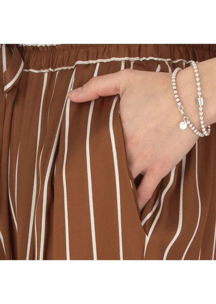 SEMICOUTURE | PANTALONI A RIGHE MARRONE BIANCO Spedizione Gratuita