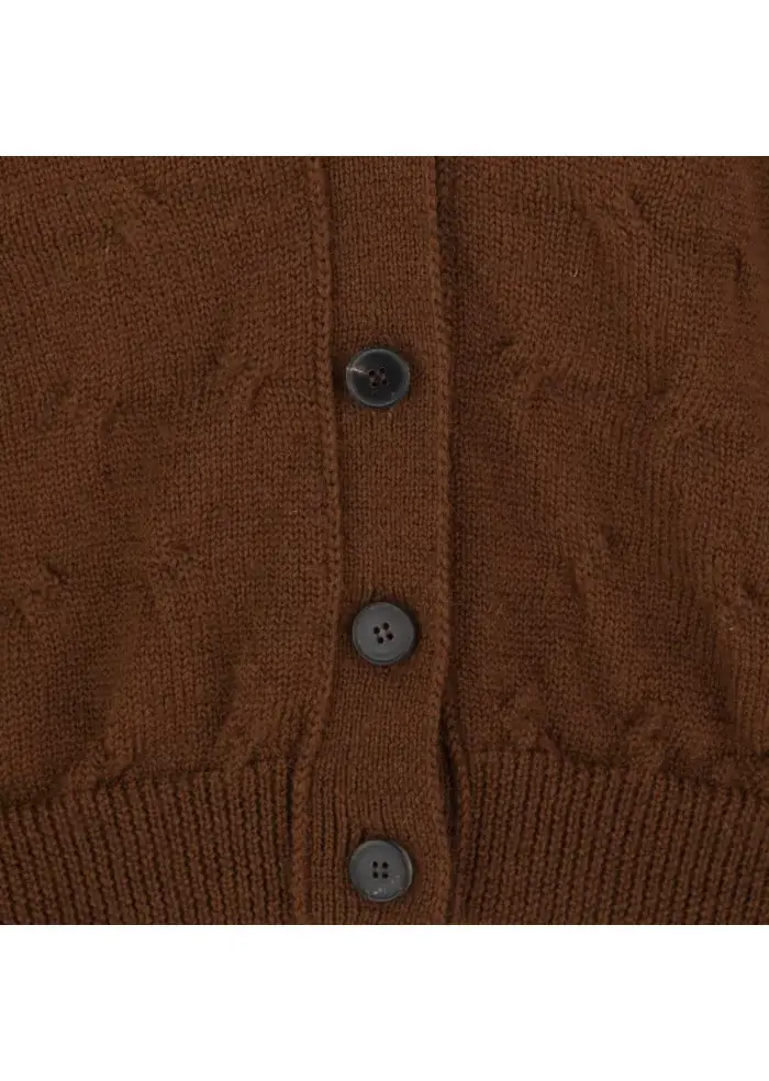 SOLOTRE | CARDIGAN LANA MARRONE Presa