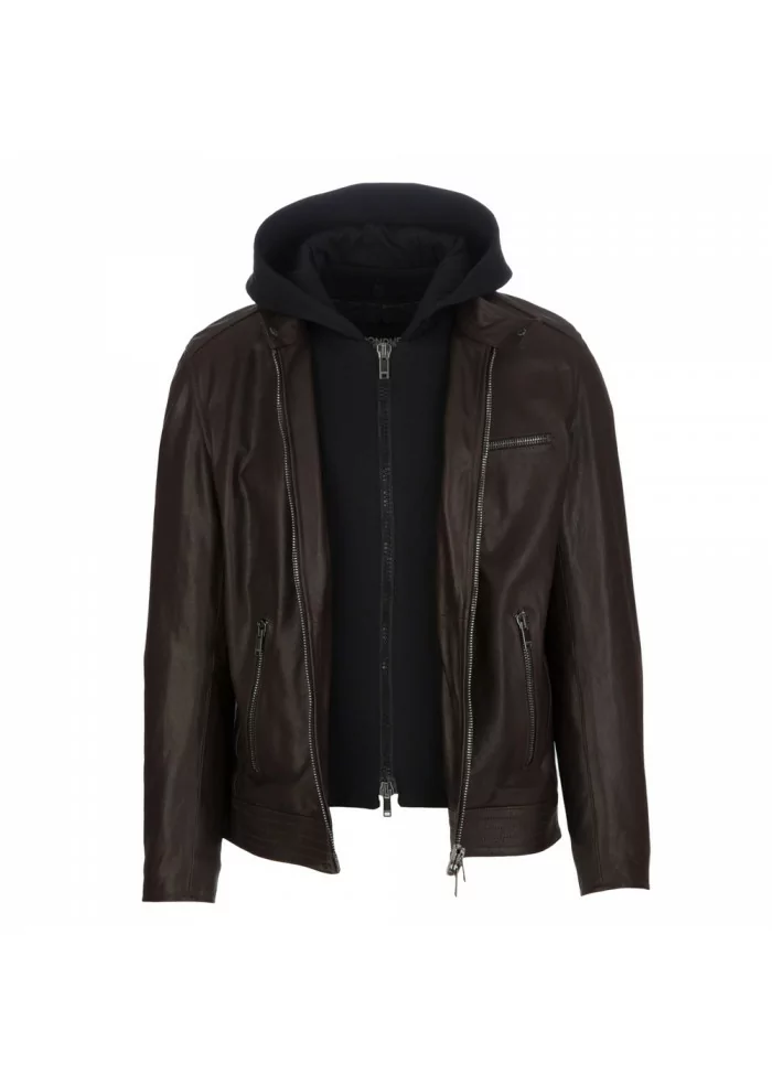 DONDUP | GIACCA IN PELLE CON IMBOTTITURA INTERNA MARRONE Ultimo giorno